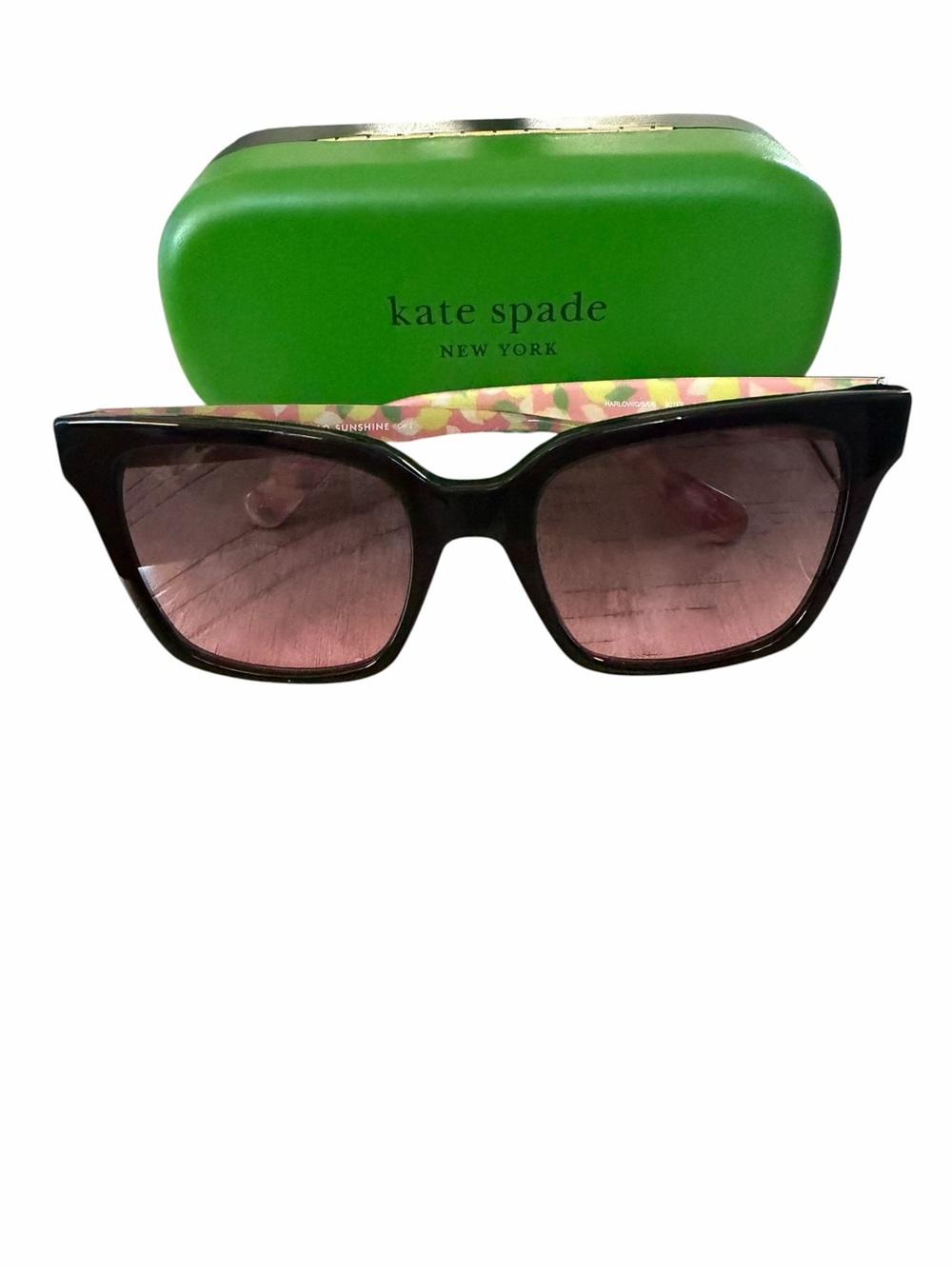 kate spade Black Frame Sunglasses with Pink Lenses